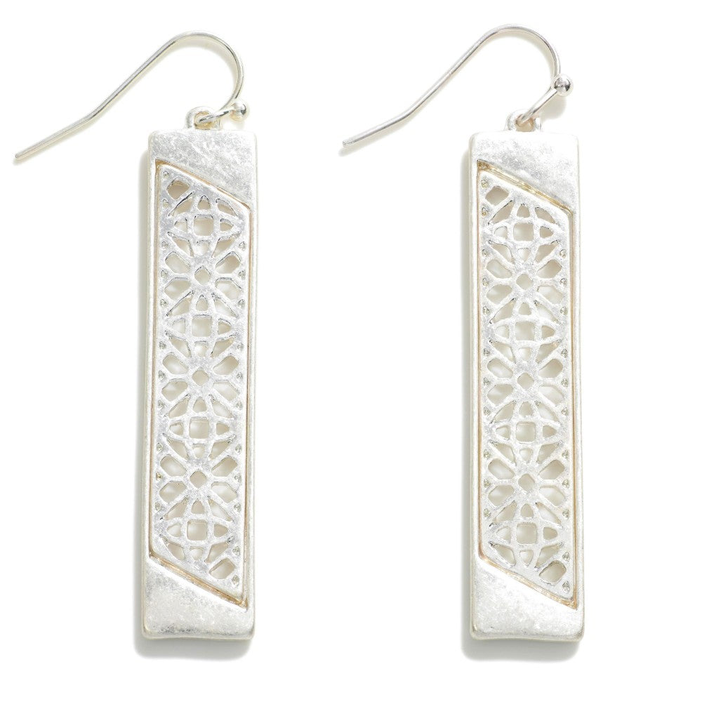 Rectangle Drop Flower Laser Cut Judson Earrings 7/25/22 3619