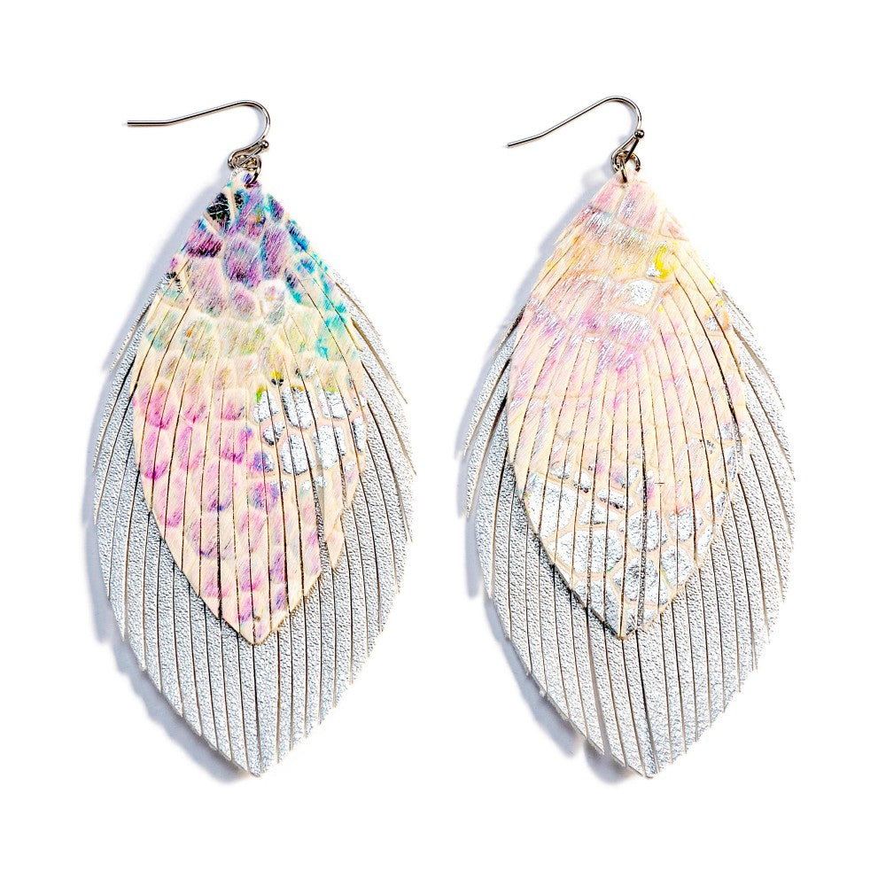 Metal Accented Long Leather Feather Judson Earrings 7/25/22 3622