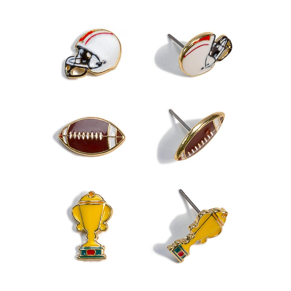 Set of Three Football Judson Earrings 7/25/22 3624