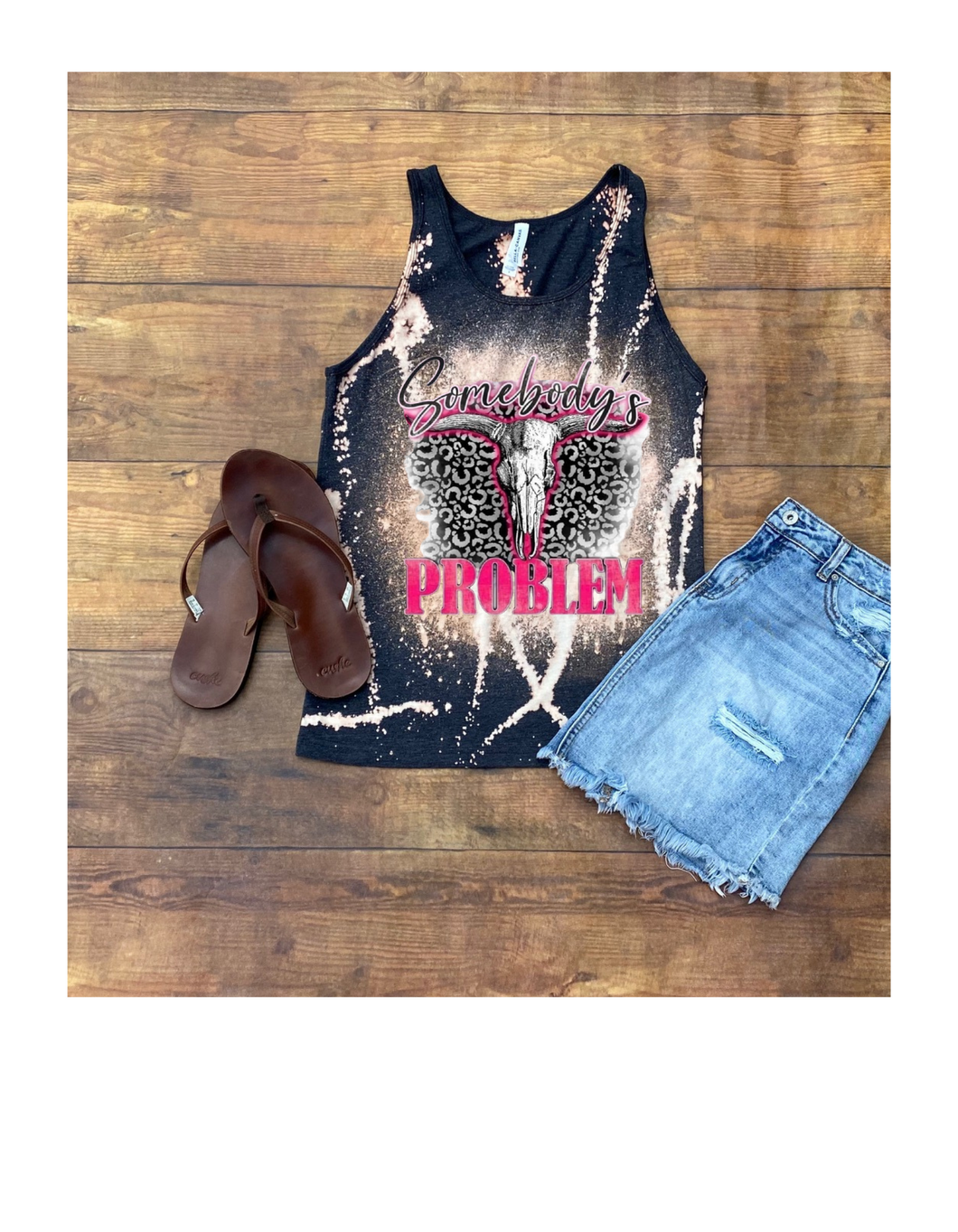Somebody's problem bleached tank top