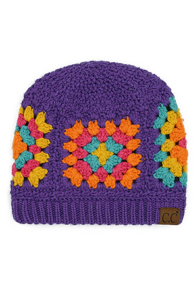 Purple C.C Multi Color Crochet Beanie