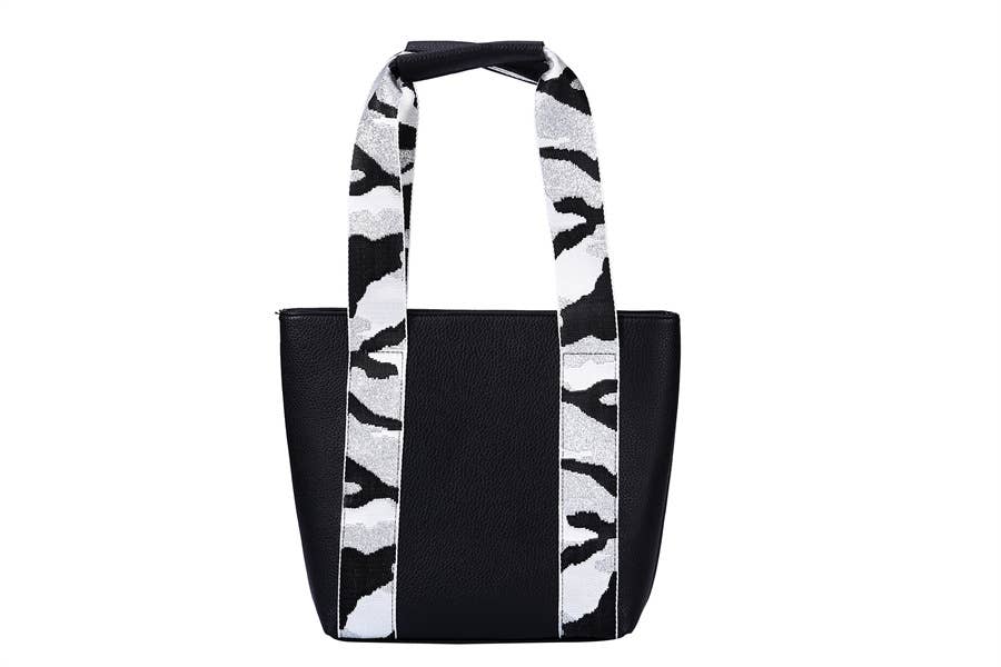 Black Animal Print Handle Ladies Tote Handbag