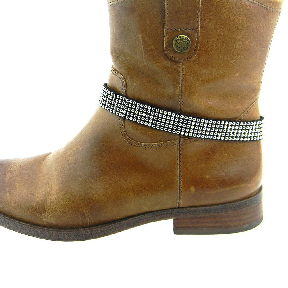 Silver Fabric Base Boot Belt W/acrylic