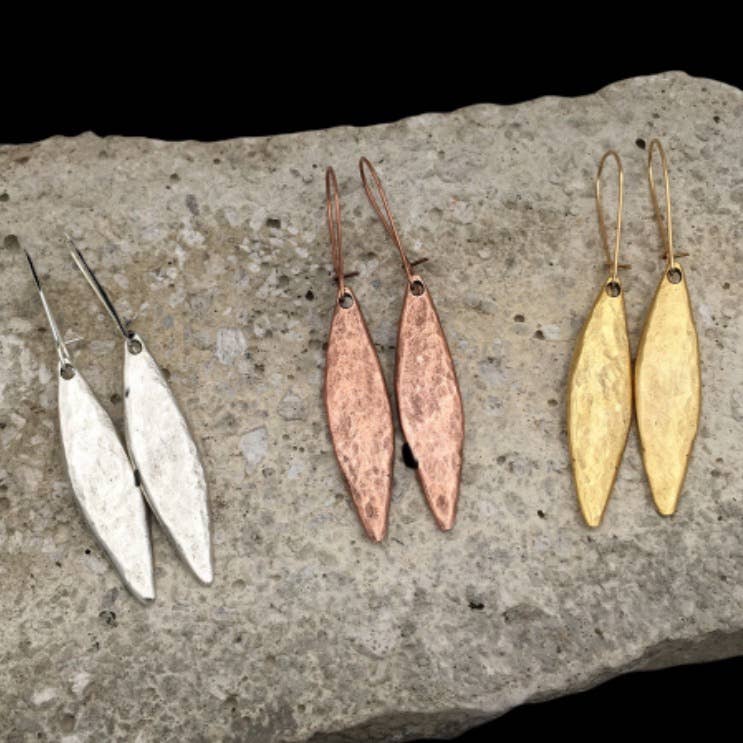 Copper Hammered Diamond Earrings