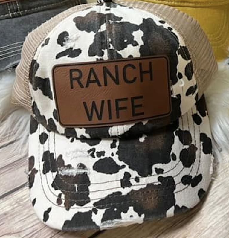 Cow Print Ranch Wife Patch Trucker Hat