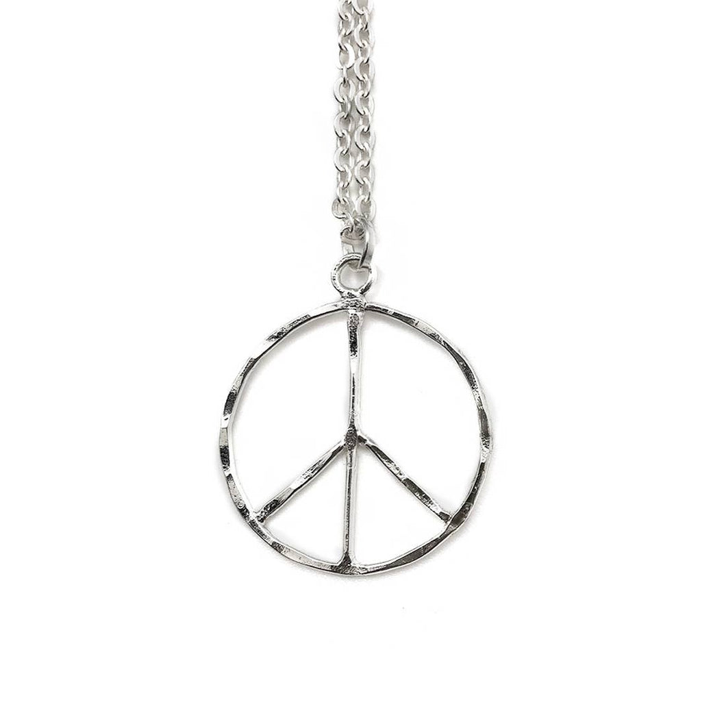Silver Plated Necklace - Smaller Size Peace Sign