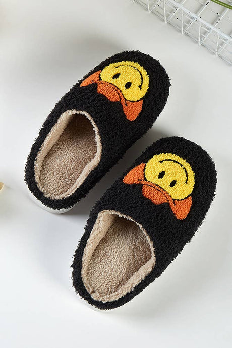 Black Cowgirl Smiley Face Slippers