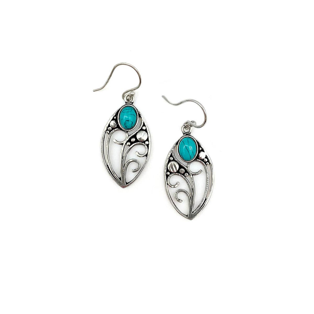 Tanvi Silver-Plated and Turquoise Earrings - Marquise