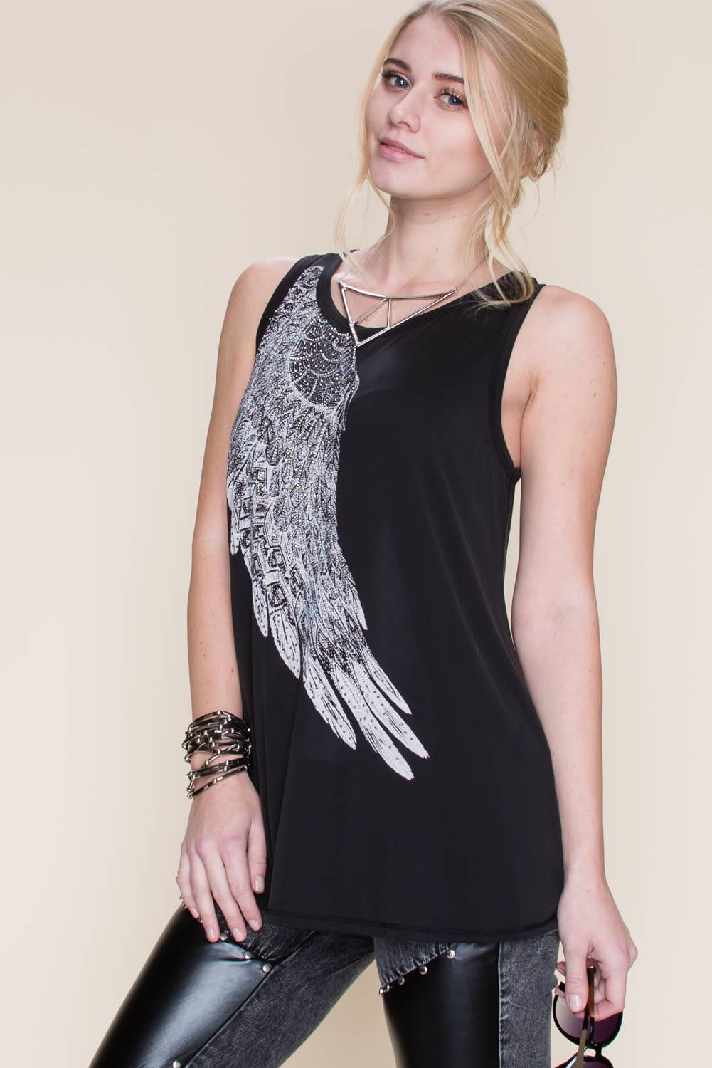 Basic Tank Top With Print Stone