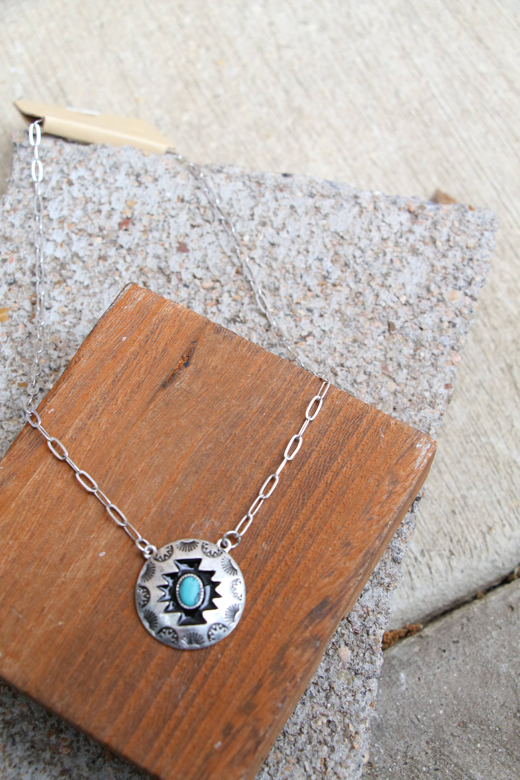 Turq Aztec Metal Necklace