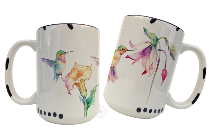 Hummingbird Mug - Summer Mug, Flowers, Nature, Garden, Birds: Mint
