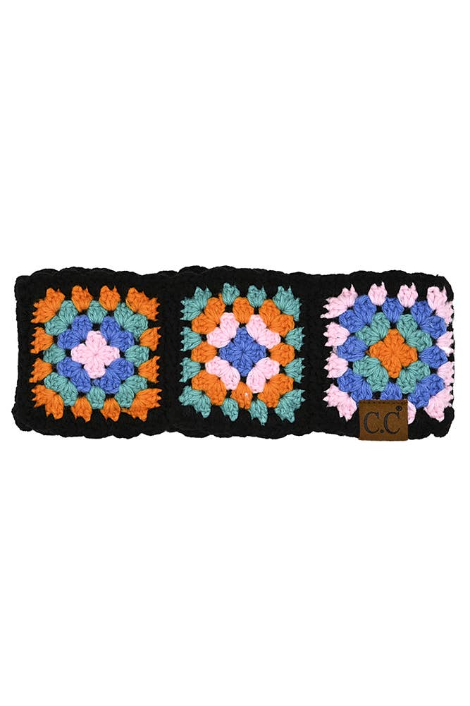 Black C.C Multi Color Crochet Handmade Headwrap