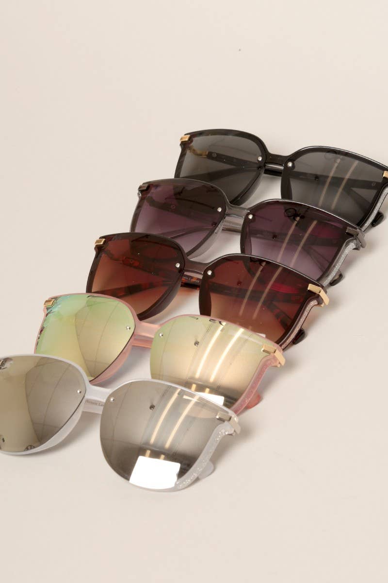 Women's Glitter Detail Square Sunglasses