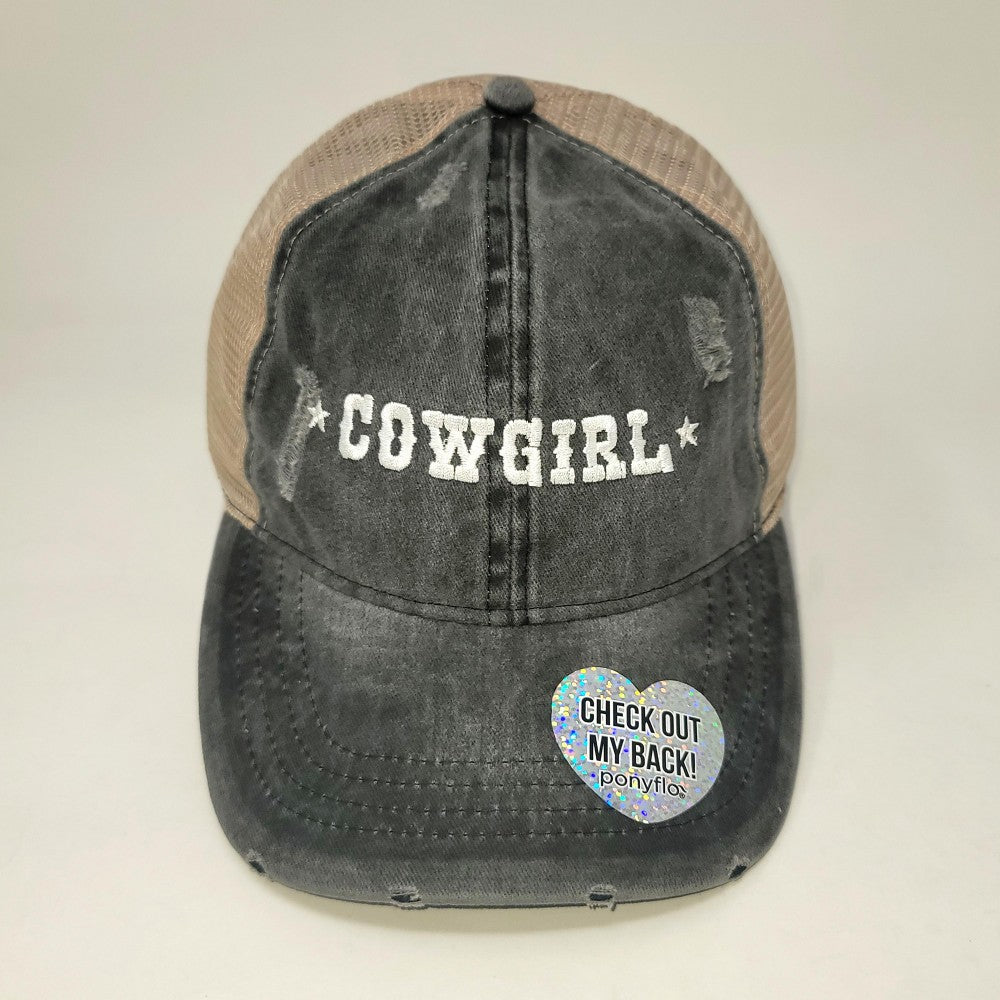 Charcoal Vintage Distressed Cowgirl Baseball Judson Cap 7/25/22 3632