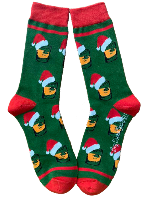 Bourbon Glasses with Santa Hats Men's Socks