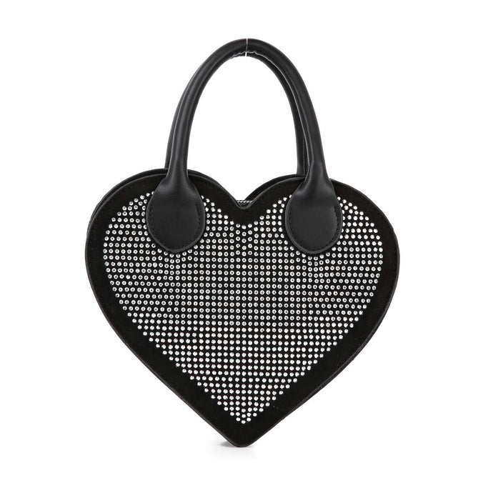 Silver Heart Shaped Rhinestone Evening Bag