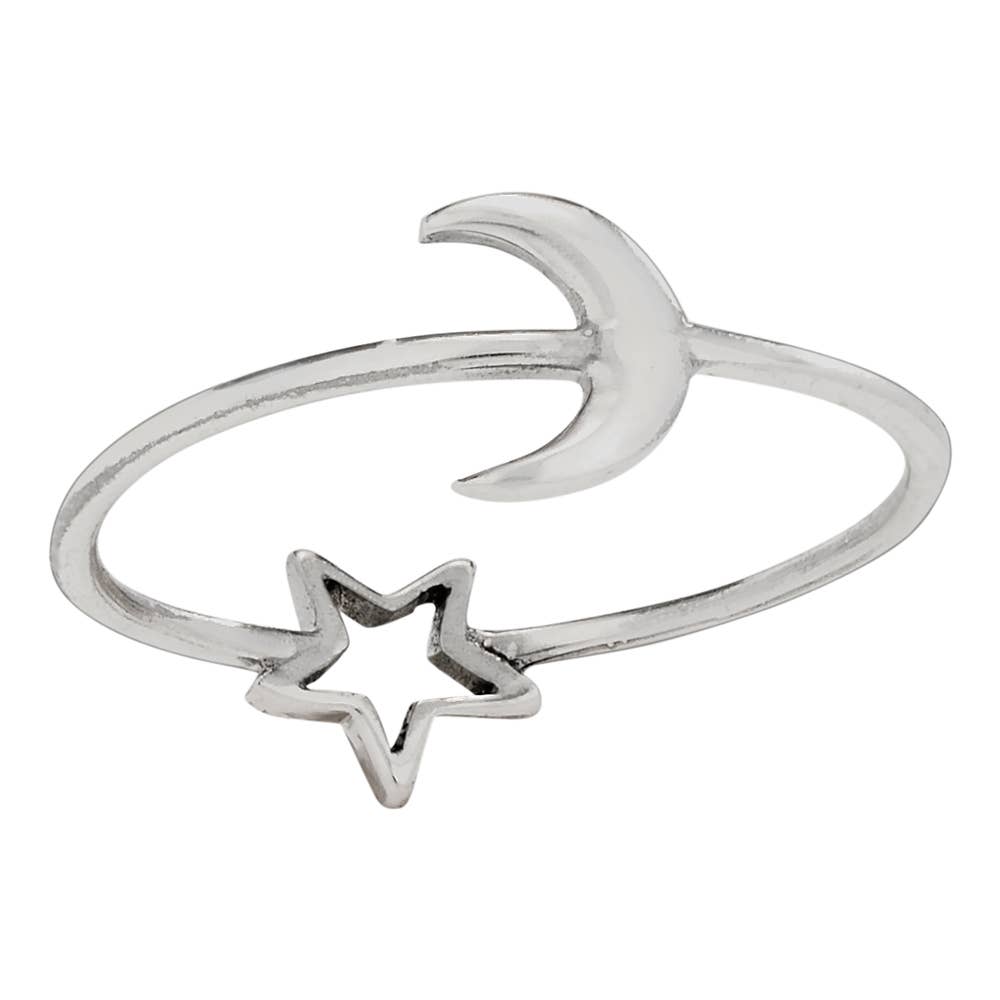 Midnight At The Oasis Sterling Silver Moon/Star Ring