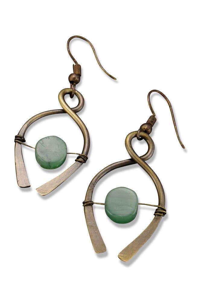 Banjara Aventurine Stone Horse Shoe Earrings