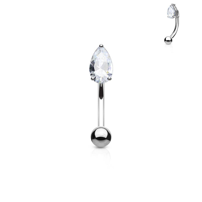 Tear Drop CZ Curved Barbells Eyebrow Rings