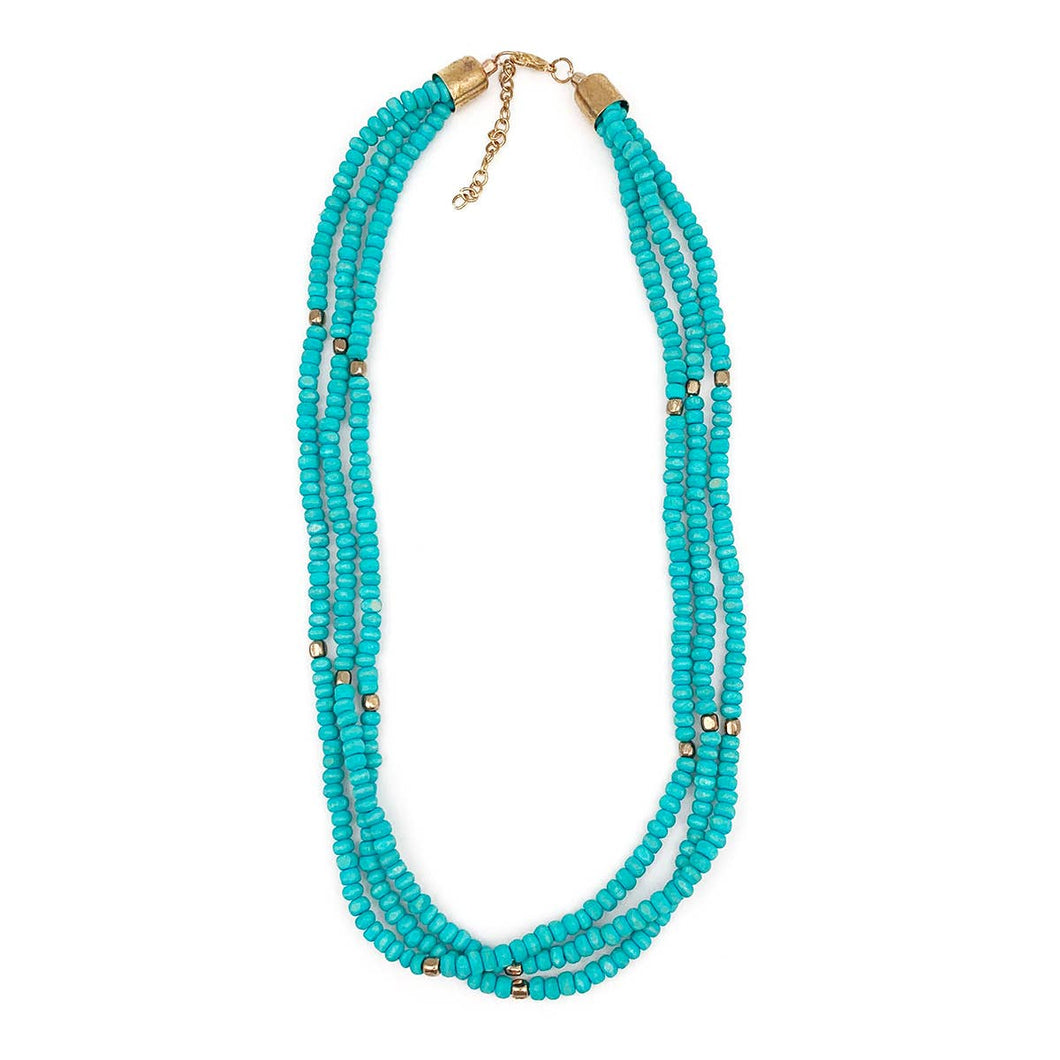 Sachi Chromatic Hues - Turquoise Short Multi-Strand Necklace