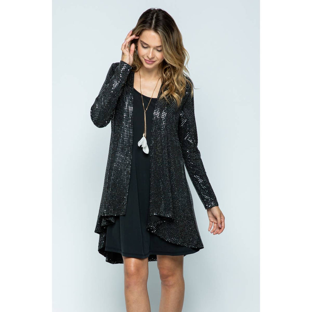 Black Sparkling Long Sleeve Cardigan