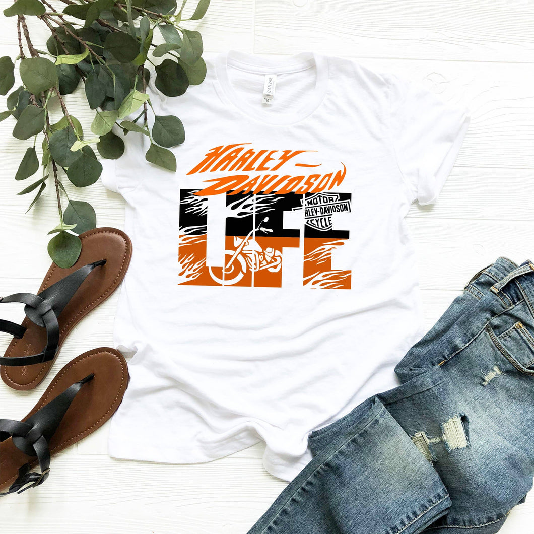Harley Life White Short Sleeve Tee