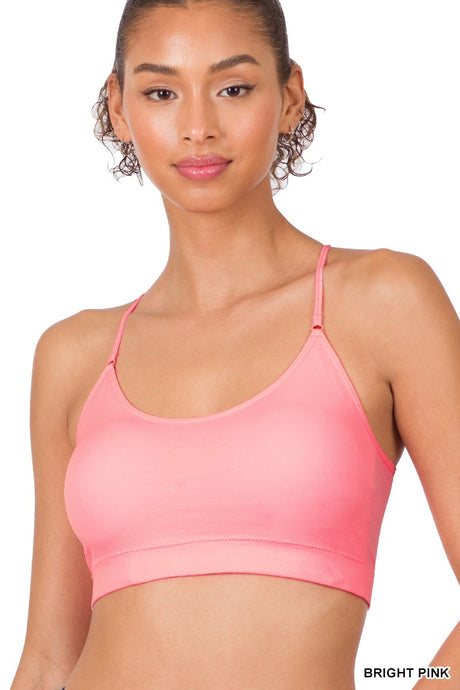 Bright Pink Cross Back Padded Seamless Zenana Bralette 4/24/23 5412