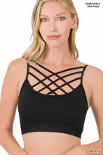 Black Seamless Triple Criss Cross Zenana Bralette 2/6/23 5516