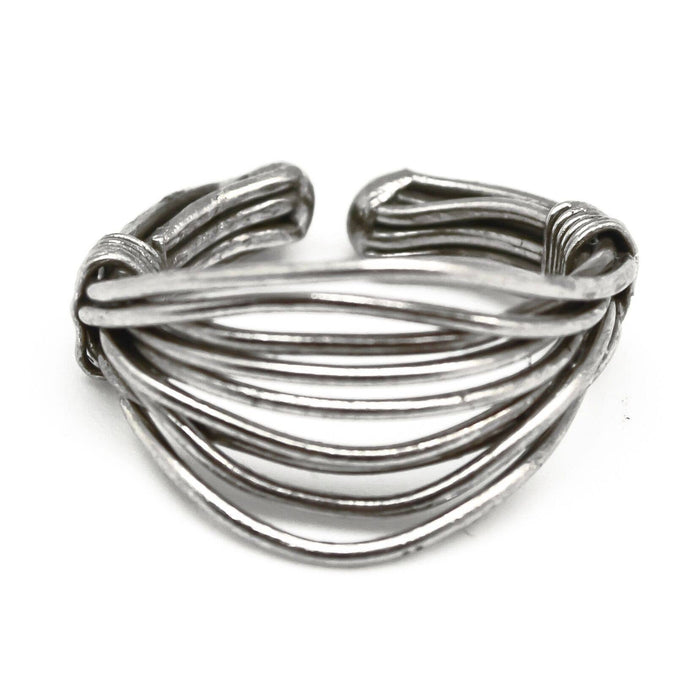 Basketweave Layered Bands Antique Silver Ring