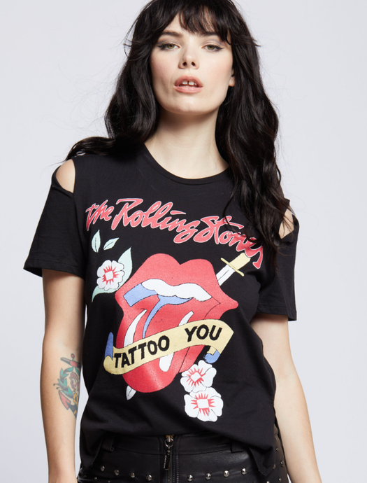 Black The Rolling Stones Slit Sleeve Tee
