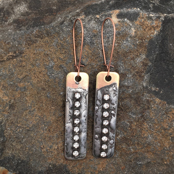 Copper Soldered Crystal Earrings