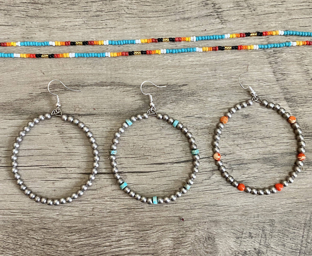 All Silver 4 Mm Silver Beads Hoop