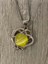 Yellow Silver Crystal Heart Necklace Female Grape Stone Pendant