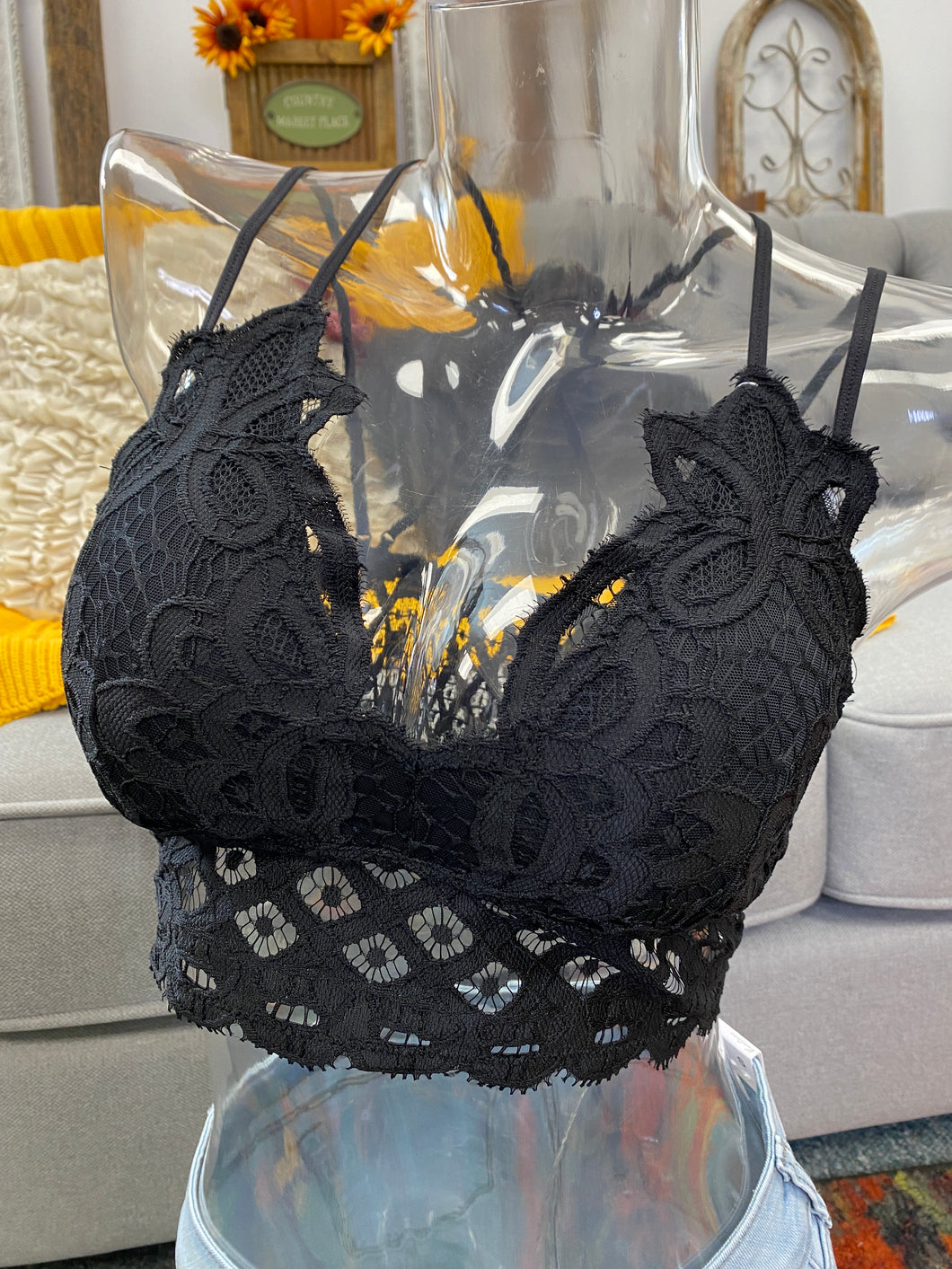 Black Crochet Lace Bralette 10/24/23 4004