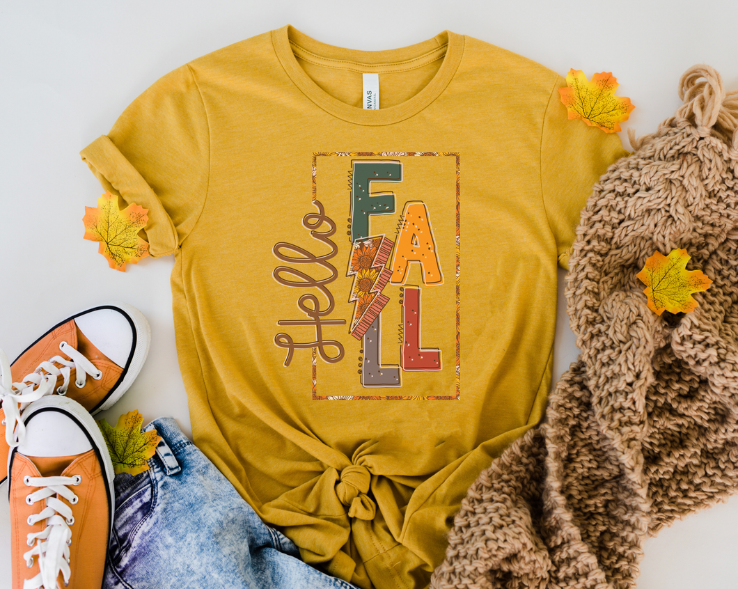 Mustard Hello Fall Short Sleeve Tee