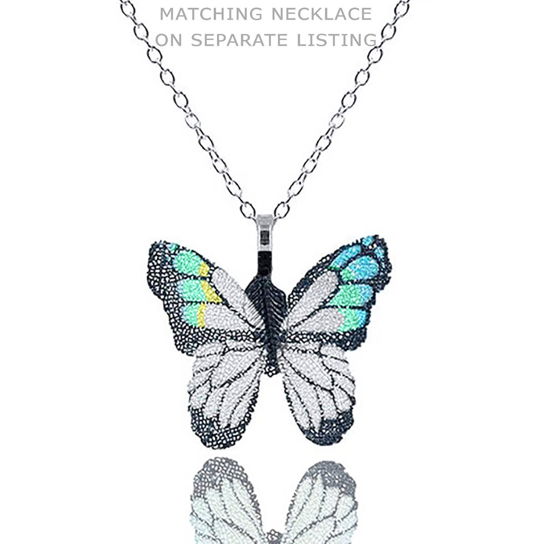 Blue Skeletonized Leaf Butterfly Necklace