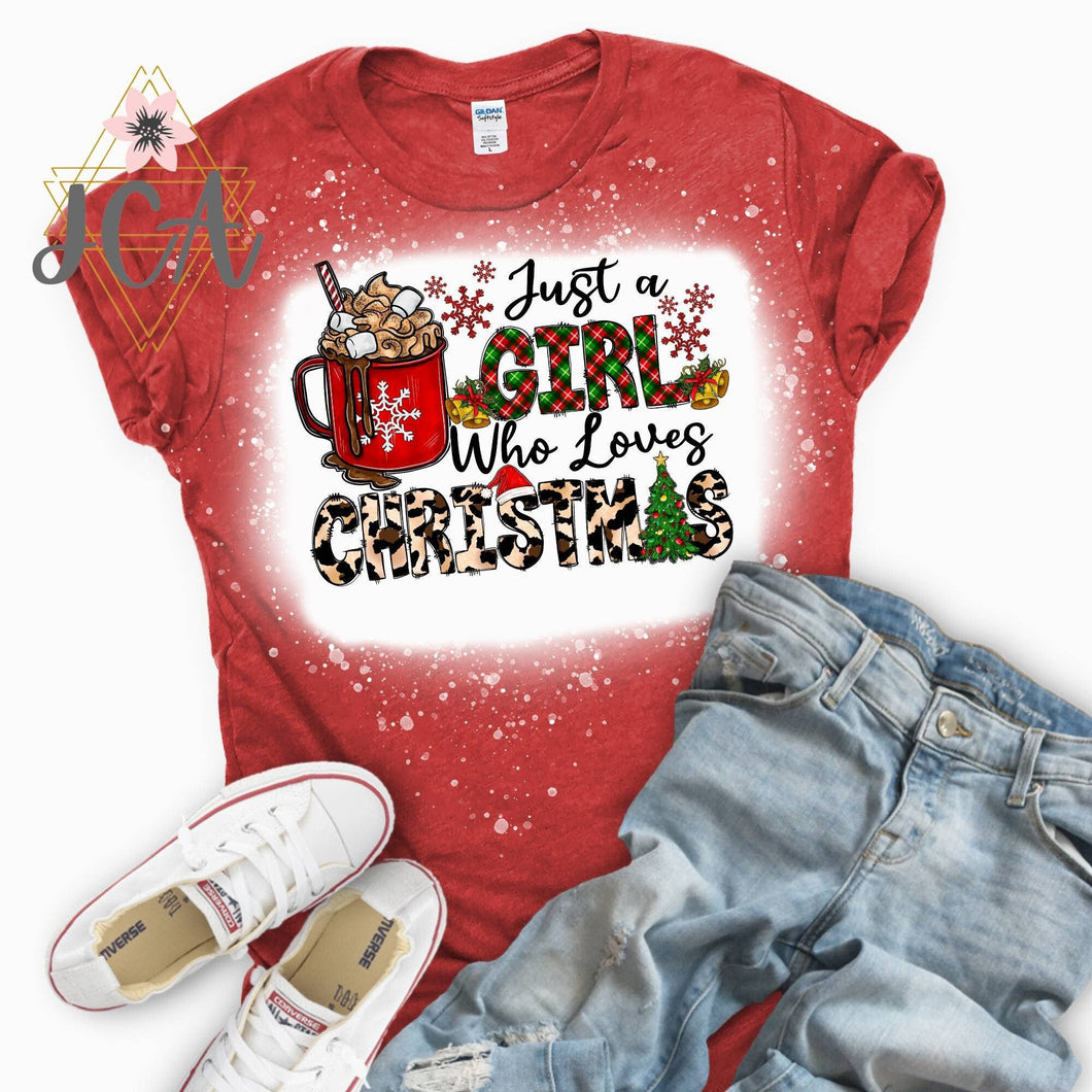Red Just A Girl Who Loves Christmas Shirt, Bleach Christmas Tee