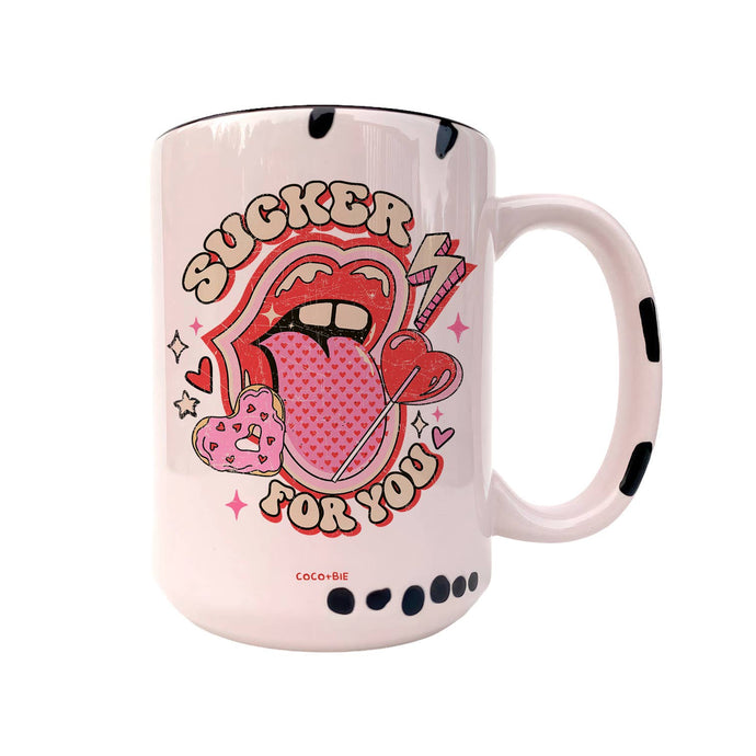 Sucker For You - Valentine's Day Mug, Retro, Cute Mug: Pink
