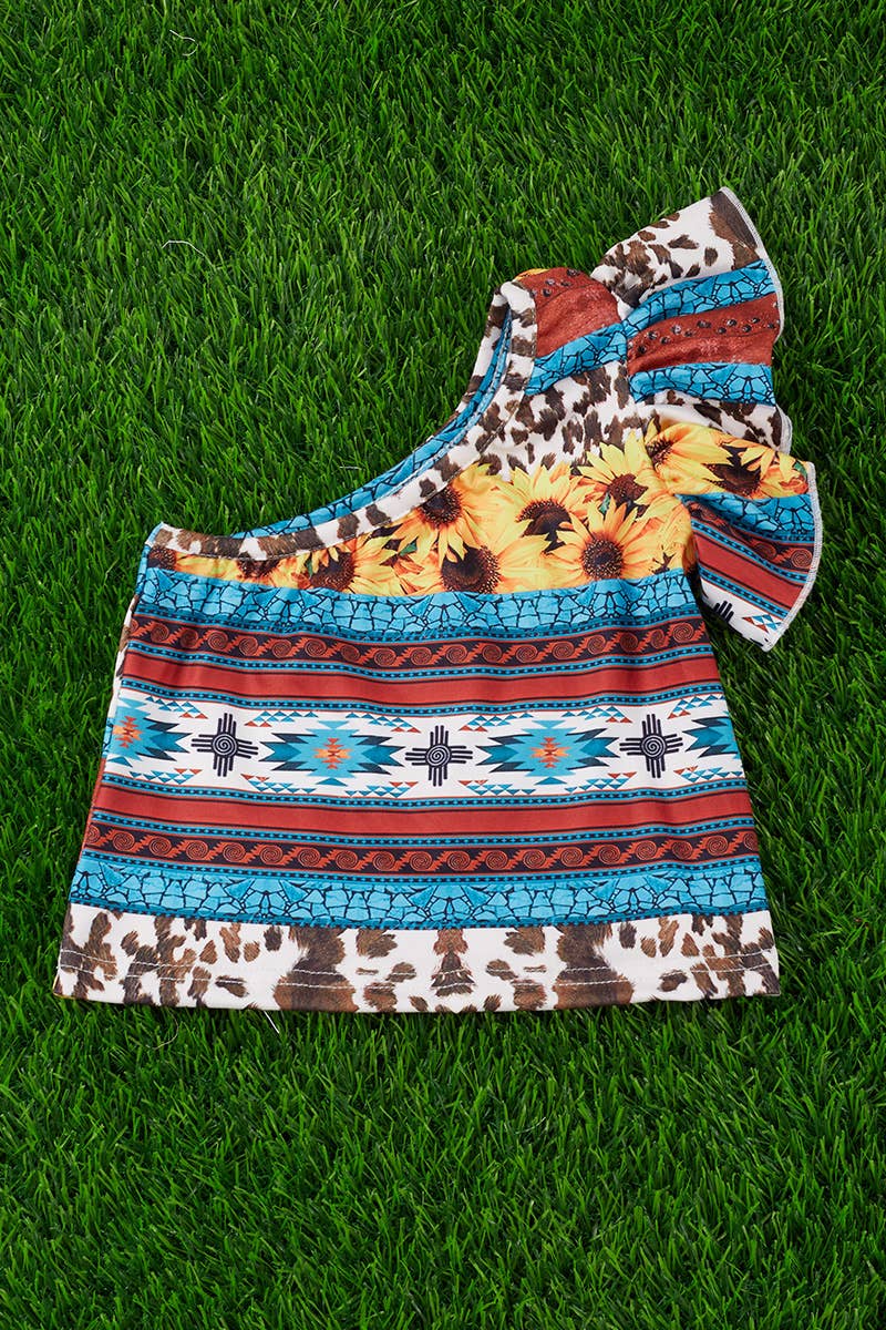 Sunflower /cowhide Coldshoulder Top