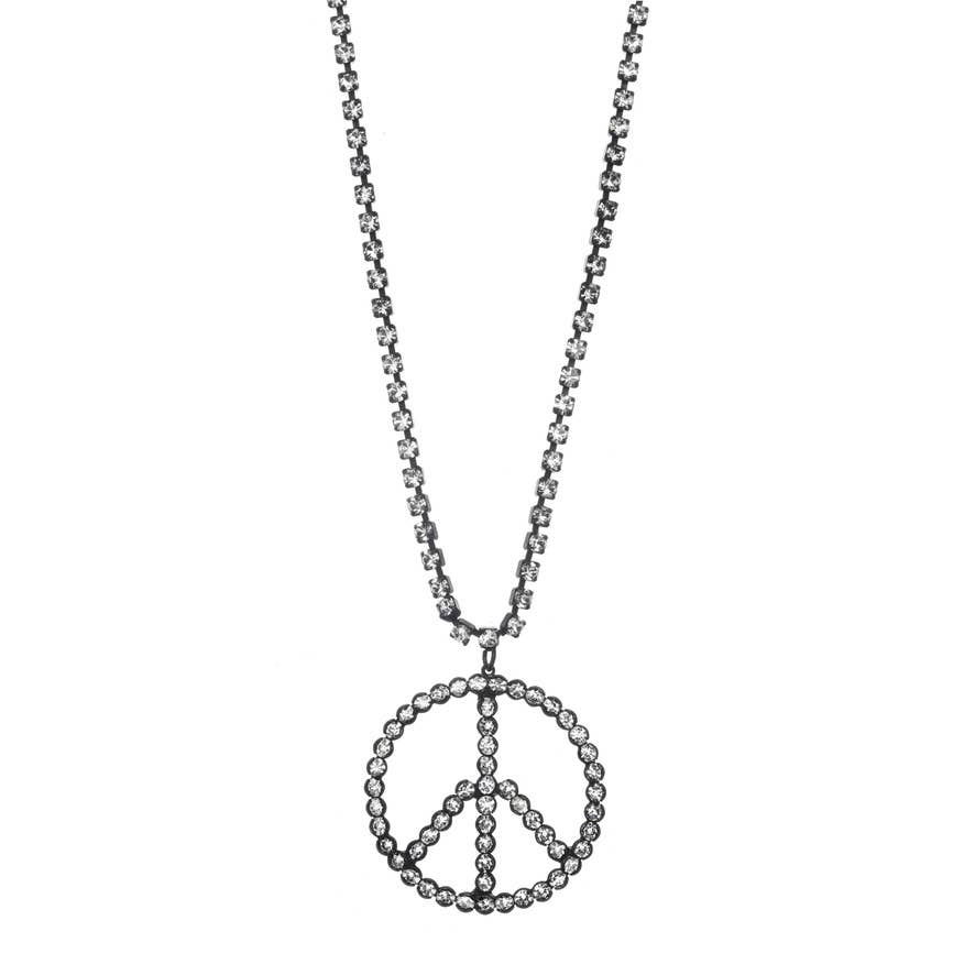 Woodstock Long Peace Necklace: Smutt