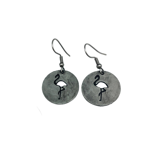 Pewter Earrings - Flamingo