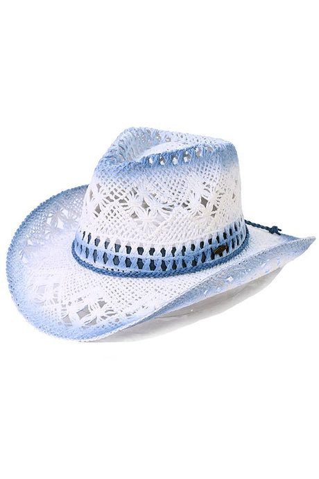 Denim C.C Ombre Open Weave Cowboy Hat