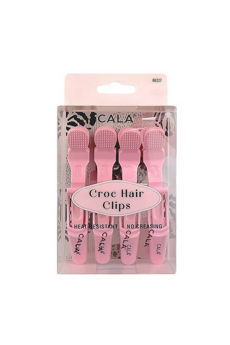 CALA 4pc Croc Hair Clips Soft Pink