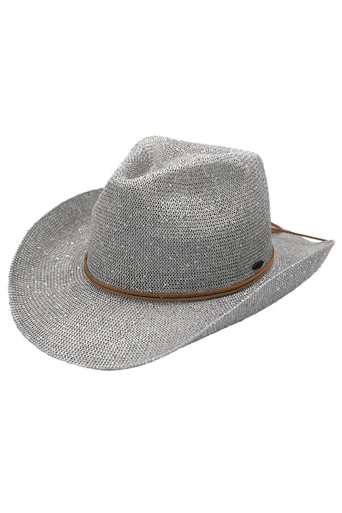 Silver C.C Sequin Cowboy Hat