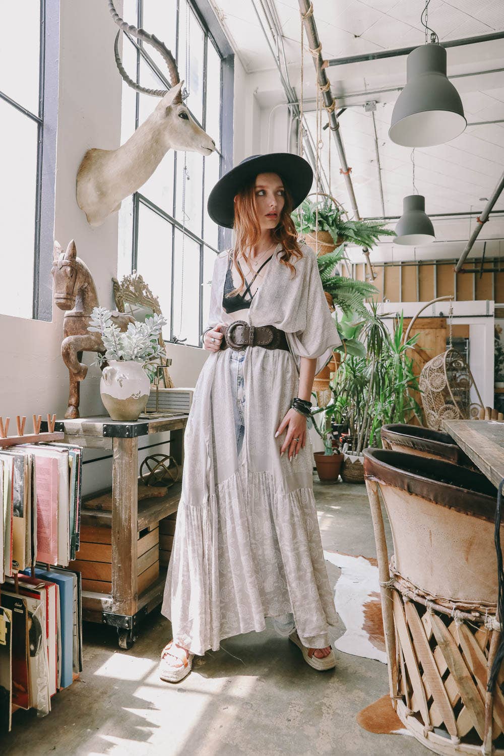 Grey Paisley Free Flow Longline Kimono
