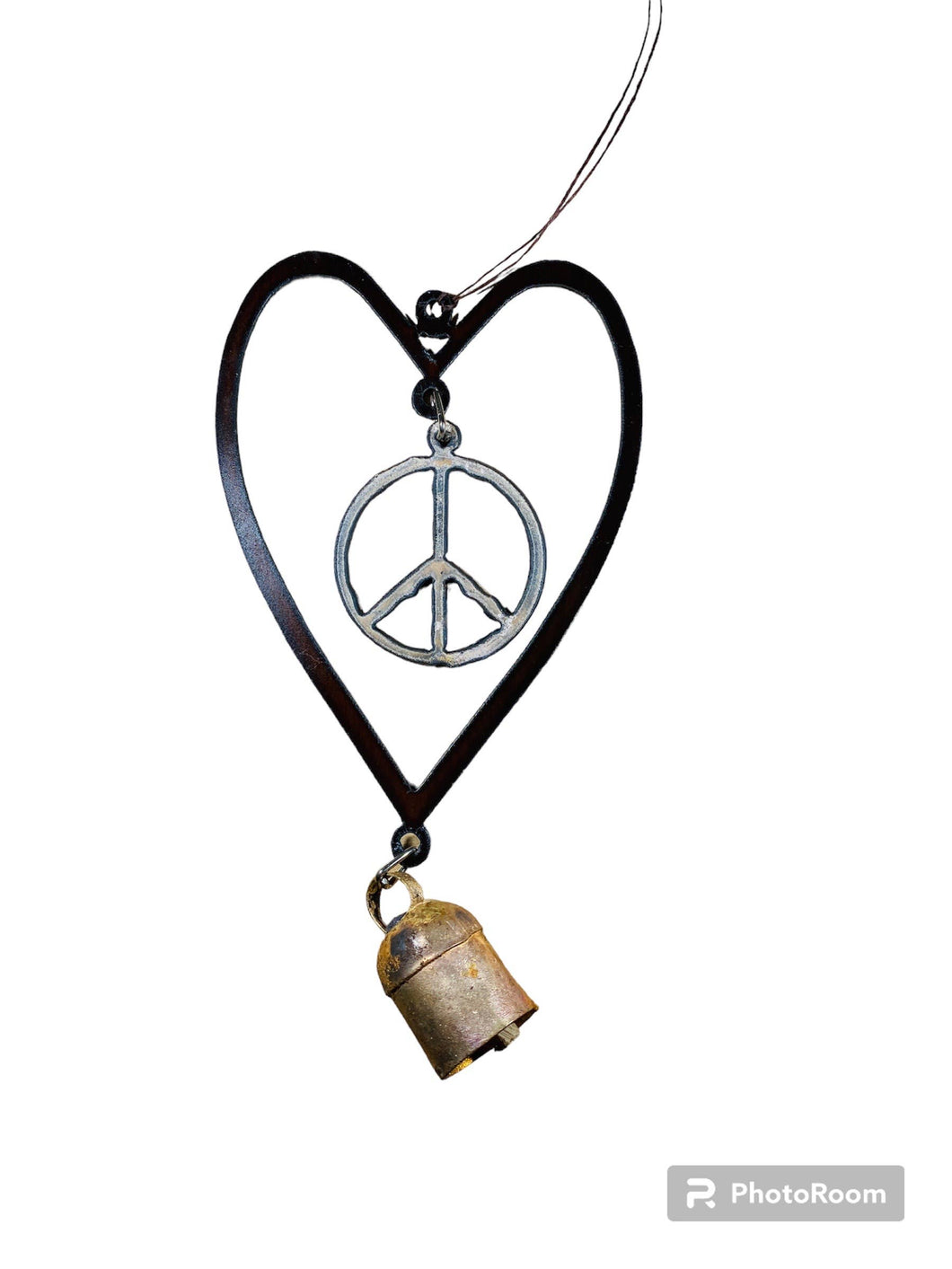 Peace Sign wind chime Heart ornament