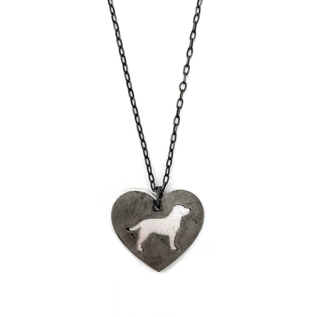 Pewter Necklace - Dog Silhouette in Heart