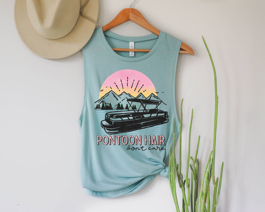 Pontoon Hair Dusty blue Sleeveless Tank 1/16/23