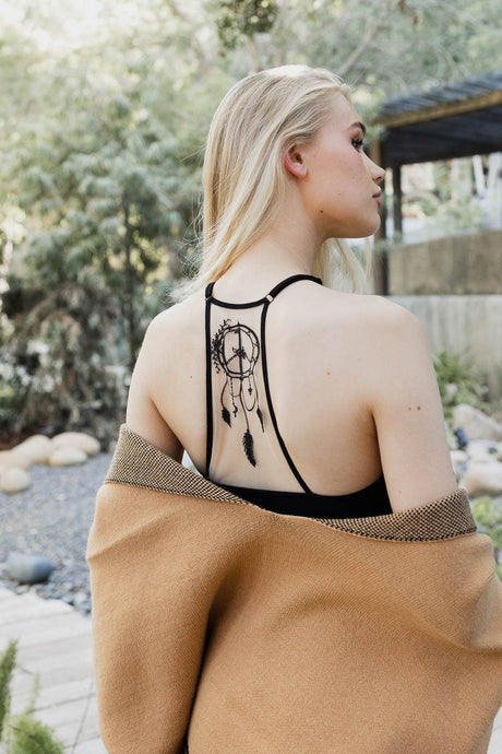 Black Peace Dreamcatcher Tattoo Back Brami