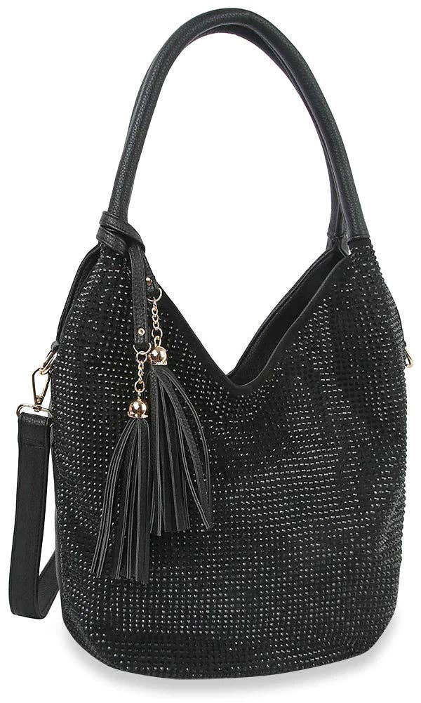 Black Stunning Sparkling Tall Shoulder Bag
